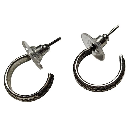 Elegant Vintage Half Hoop Earrings Silver Tone Classic Simple Fashion Jewelry - Picture 2 of 3